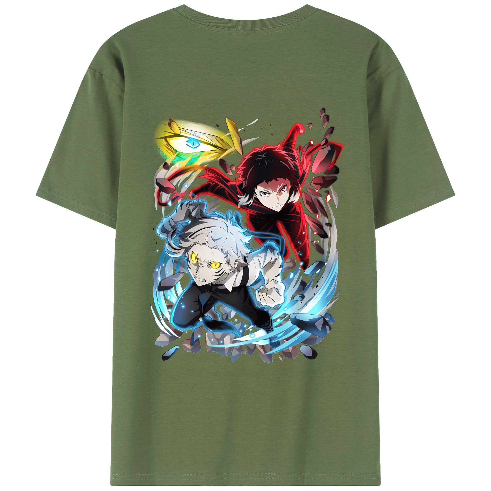 （画像用） 文豪ストレイドッグス Bungo Stray Dogs 綿100％ メンズ半袖Tシャツ（バックプリント） 通気性